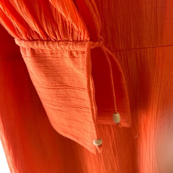 Magali Pascal Myrtle Wrap Mini Dress Neon Coral Gauze Boho Resort Chic Sz S NEW - Picture 8 of 13